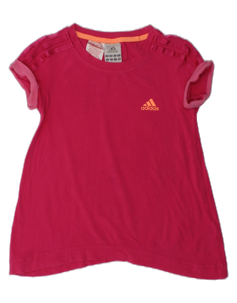 ADIDAS Girls Asymmetric T-Shirt Top 7-8 Years Pink Cotton | Vintage Adidas | Thrift | Second-Hand Adidas | Used Clothing | Messina Hembry 