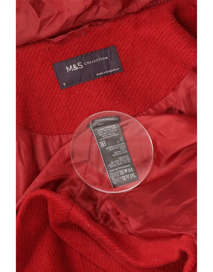 Marks & Spencer Womens Hooded Oversized Duffle Coat UK 8 Small Red