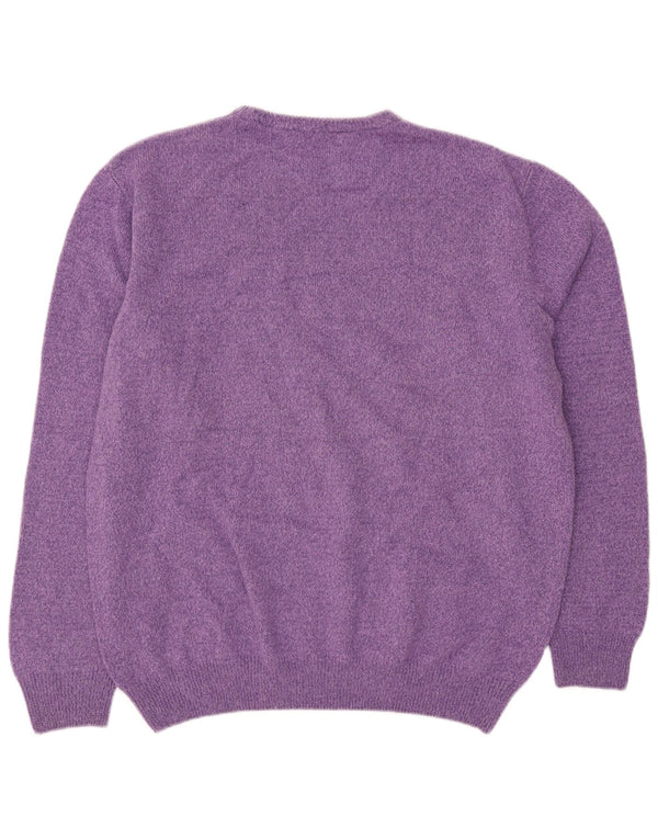 Il Granchio Mens Crew Neck Jumper Sweater XL Purple Argyle/Diamond Wool