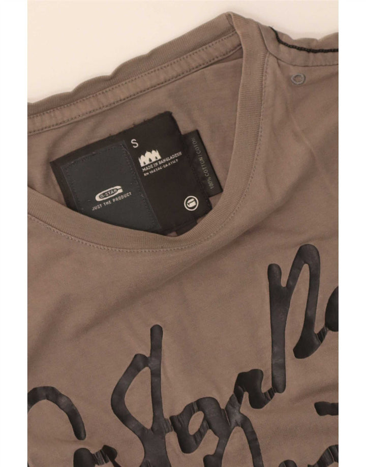 G-Star Mens Graphic T-Shirt Top Small Brown Cotton
