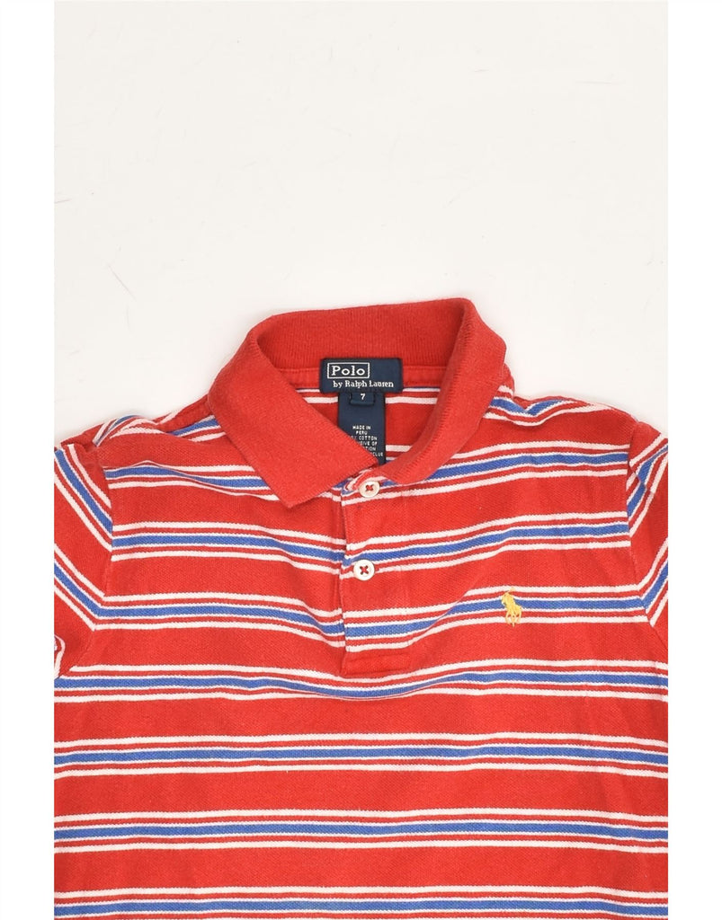 POLO RALPH LAUREN Boys Polo Shirt 6-7 Years Red Striped Cotton | Vintage Polo Ralph Lauren | Thrift | Second-Hand Polo Ralph Lauren | Used Clothing | Messina Hembry 