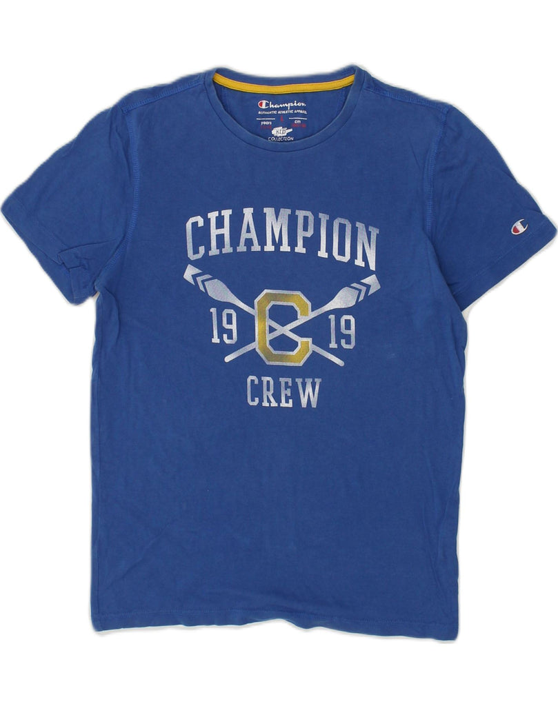 CHAMPION Boys Graphic T-Shirt Top 11-12 Years Large  Blue Cotton | Vintage Champion | Thrift | Second-Hand Champion | Used Clothing | Messina Hembry 