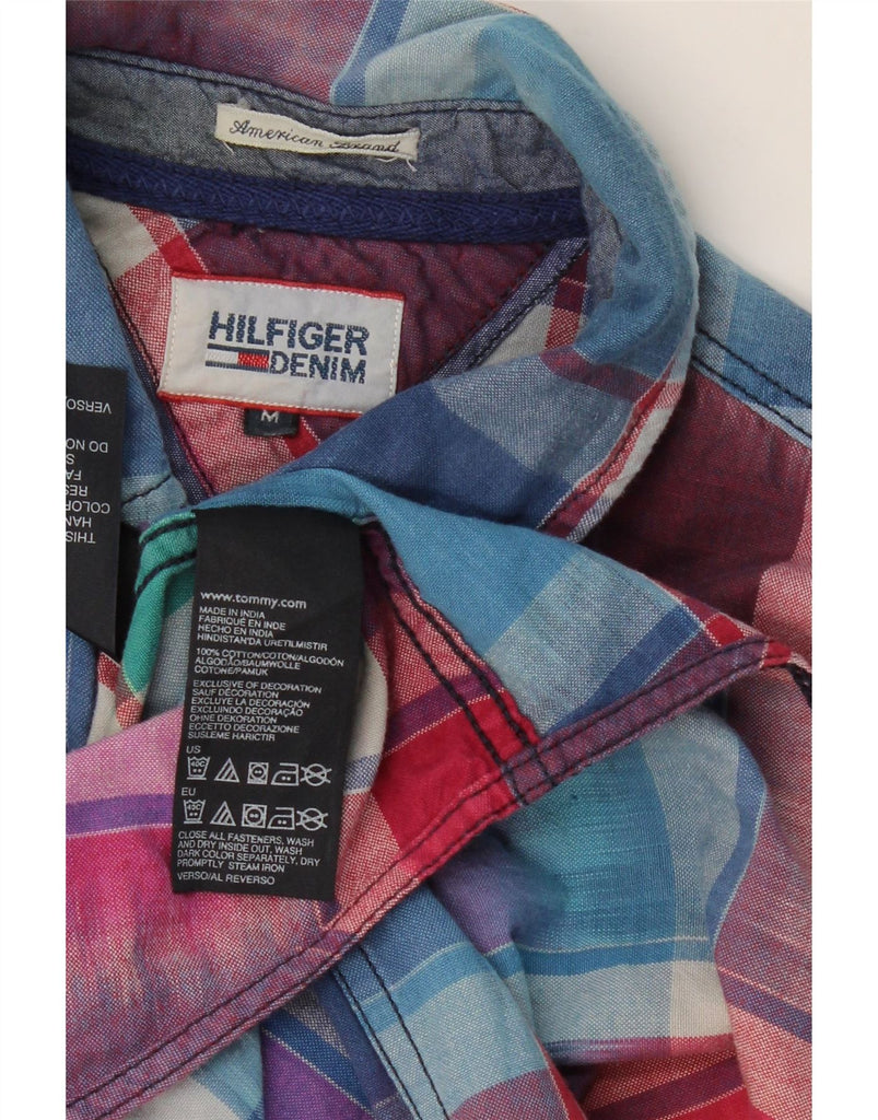 TOMMY HILFIGER Mens Short Sleeve Shirt Medium Multicoloured Check Cotton Vintage Tommy Hilfiger and Second-Hand Tommy Hilfiger from Messina Hembry 