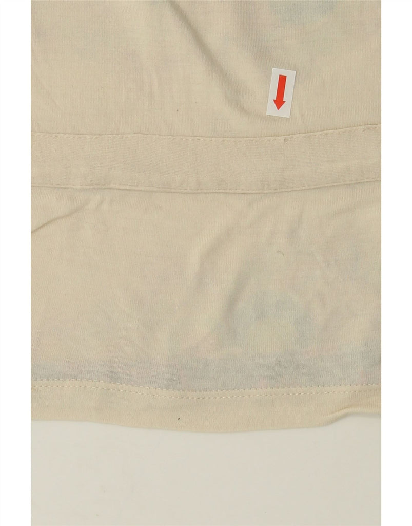 DESIGUAL Womens Graphic T-Shirt Top UK 12 Medium Off White Floral Viscose Vintage Desigual and Second-Hand Desigual from Messina Hembry 