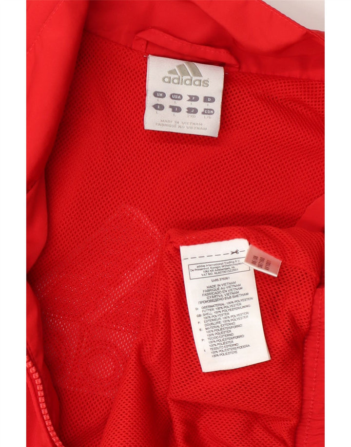 Adidas Womens Tracksuit Top Jacket UK 16 Large Red Polyester