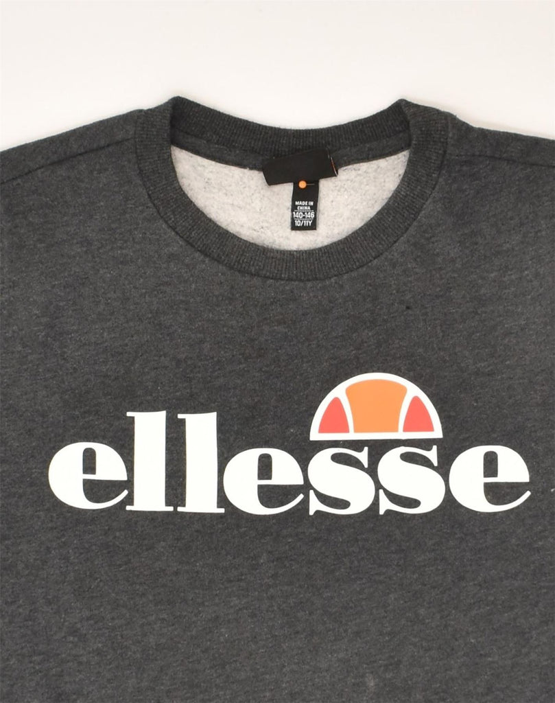 ELLESSE Boys Graphic Sweatshirt Jumper 10-11 Years Grey Cotton | Vintage Ellesse | Thrift | Second-Hand Ellesse | Used Clothing | Messina Hembry 