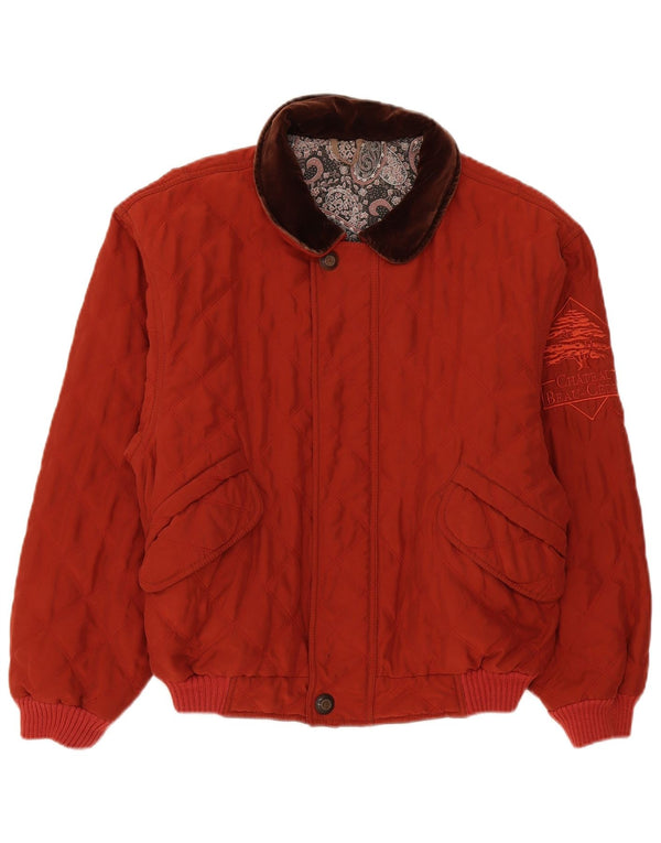 Chateu Beau Cedre Mens Graphic Bomber Jacket IT 46 Small Red Colourblock