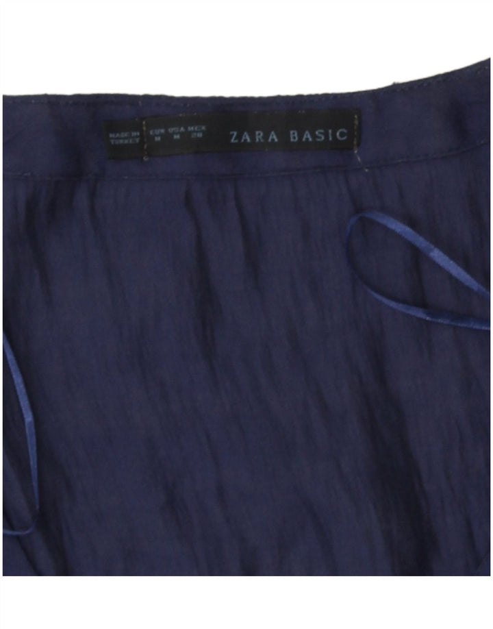 Zara Womens Blouse Top UK 12 Medium Navy Blue