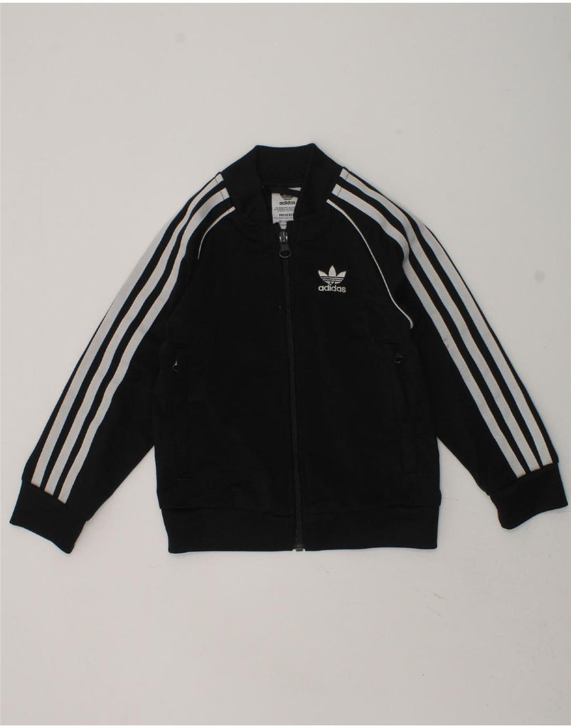 ADIDAS Boys Graphic Tracksuit Top Jacket 3-4 Years Black Polyester | Vintage Adidas | Thrift | Second-Hand Adidas | Used Clothing | Messina Hembry 