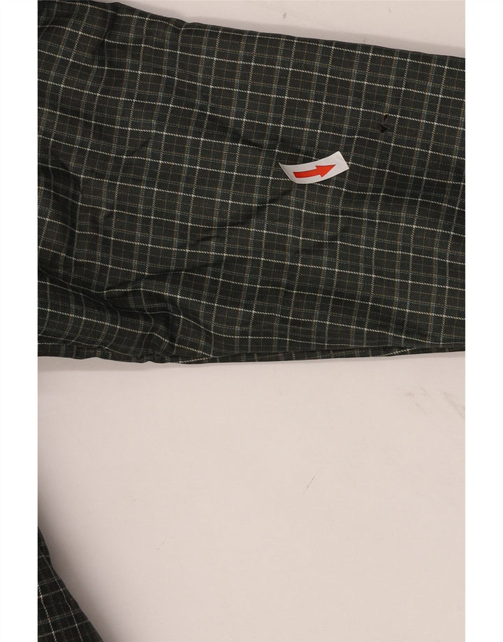 Zara Mens Hooded Bomber Jacket UK 38 Medium Green Check Polyester