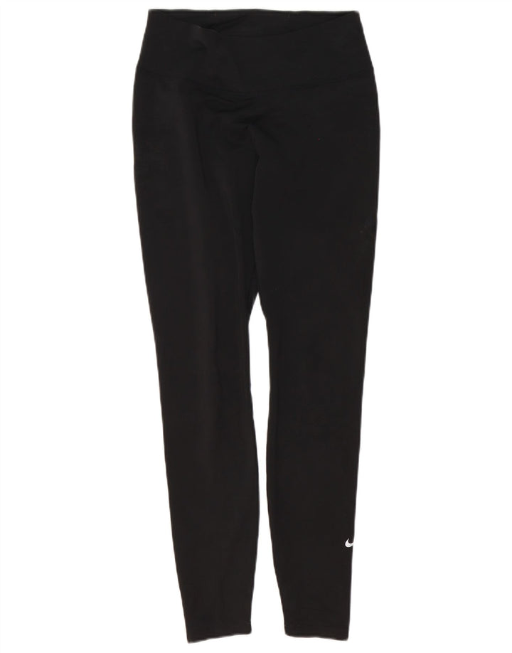 Nike Womens Leggings UK 12 Medium Black Polyester