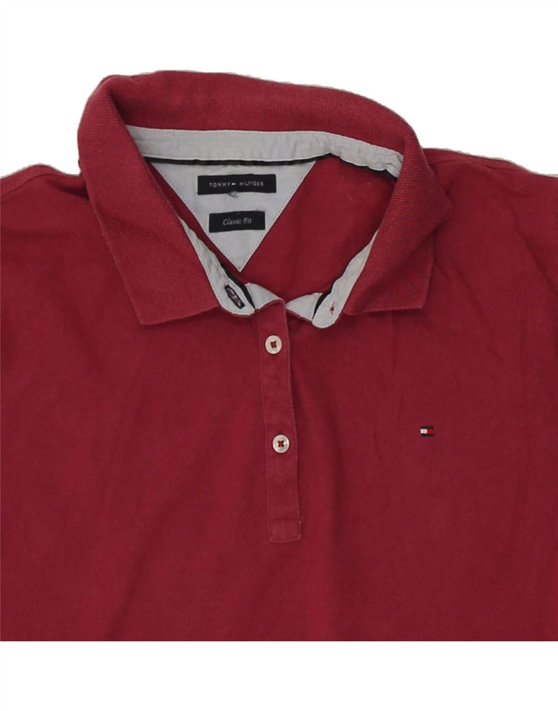 TOMMY HILFIGER Womens Classic Fit Polo Shirt UK 14 Large Red Cotton | Vintage Tommy Hilfiger | Thrift | Second-Hand Tommy Hilfiger | Used Clothing | Messina Hembry 