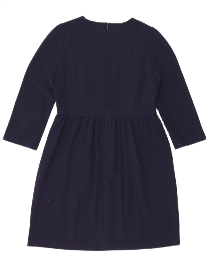 Zara Womens 3/4 Sleeve Basic Dress UK 12 Medium Navy Blue