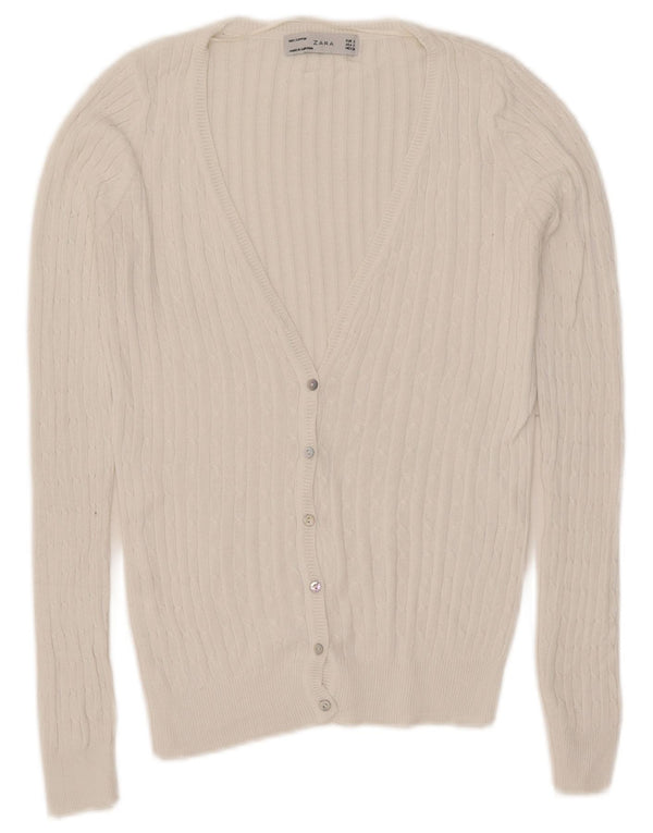 Zara Womens Cardigan Sweater UK 10 Small White Cotton