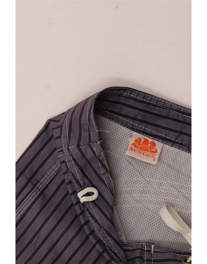 Sundek Mens Swimming Shorts Large Purple Pinstripe Polyester