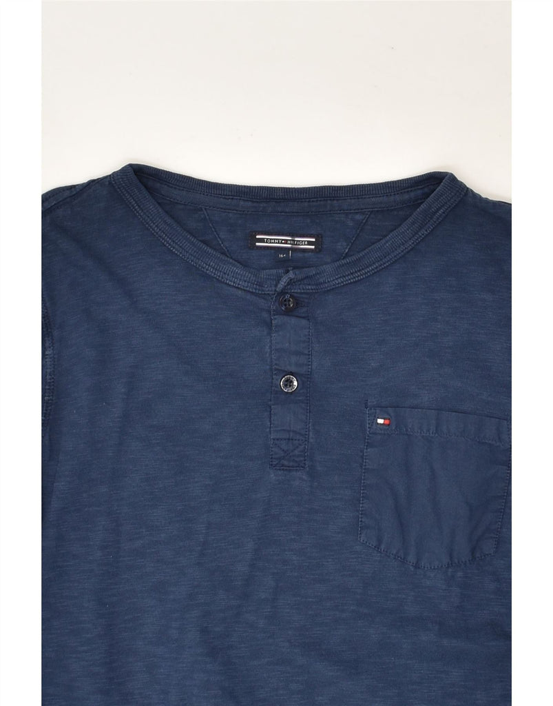 TOMMY HILFIGER Boys Top Long Sleeve 13-14 Years Navy Blue Cotton | Vintage Tommy Hilfiger | Thrift | Second-Hand Tommy Hilfiger | Used Clothing | Messina Hembry 