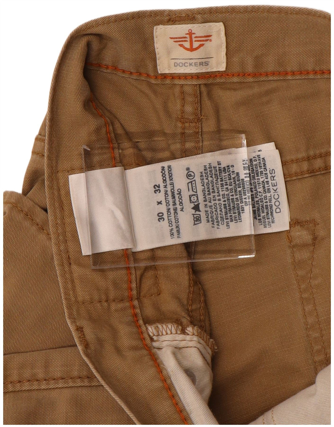 DOCKERS Mens Straight Casual Trousers W30 L27  Beige Cotton