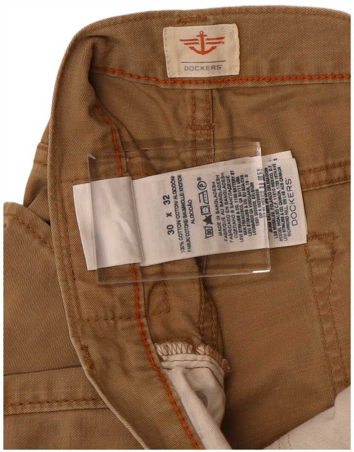DOCKERS Mens Straight Casual Trousers W30 L27  Beige Cotton