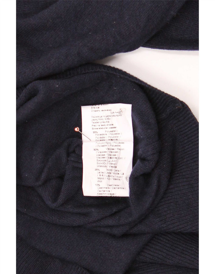 Trussardi Mens V-Neck Jumper Sweater Large Navy Blue Polyester