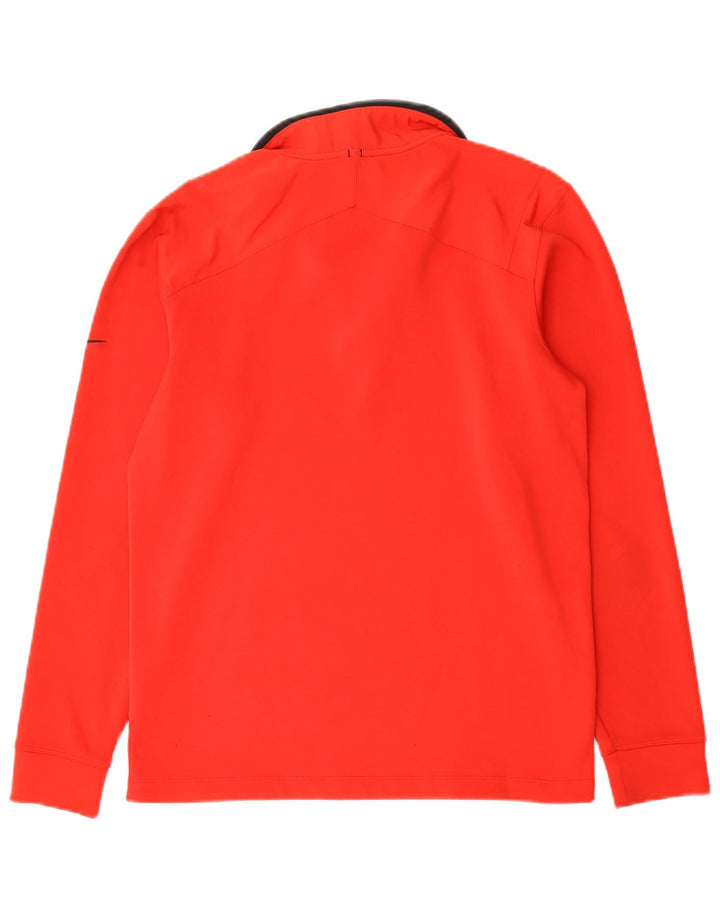 Nike Mens Dri Fit Zip Neck Top Long Sleeve Small Red Polyester