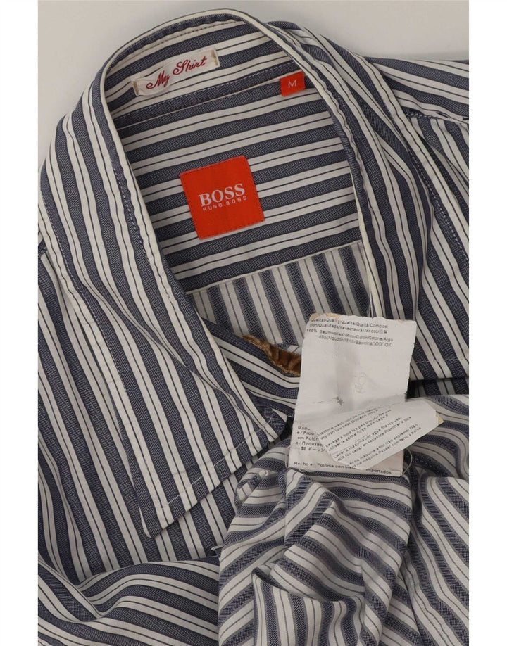 Hugo Boss Mens Shirt Medium Blue Striped Cotton