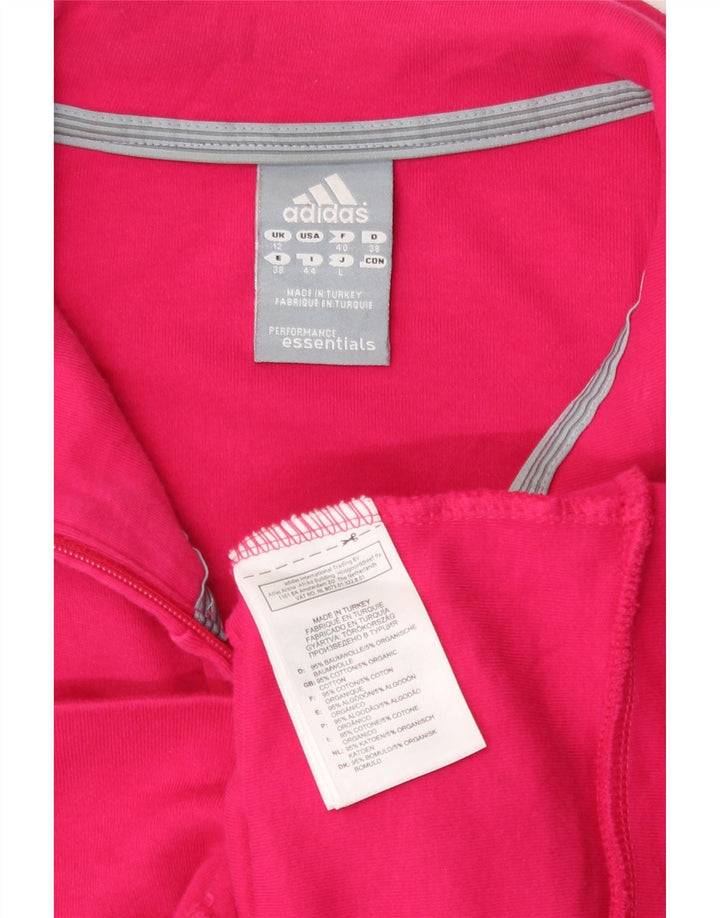 Adidas Womens Tracksuit Top Jacket UK 12 Medium  Pink Cotton