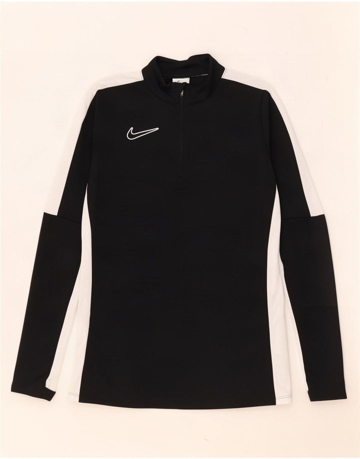 Nike Mens Dri Fit Zip Neck Pullover Tracksuit Top XS Black Colourblock
