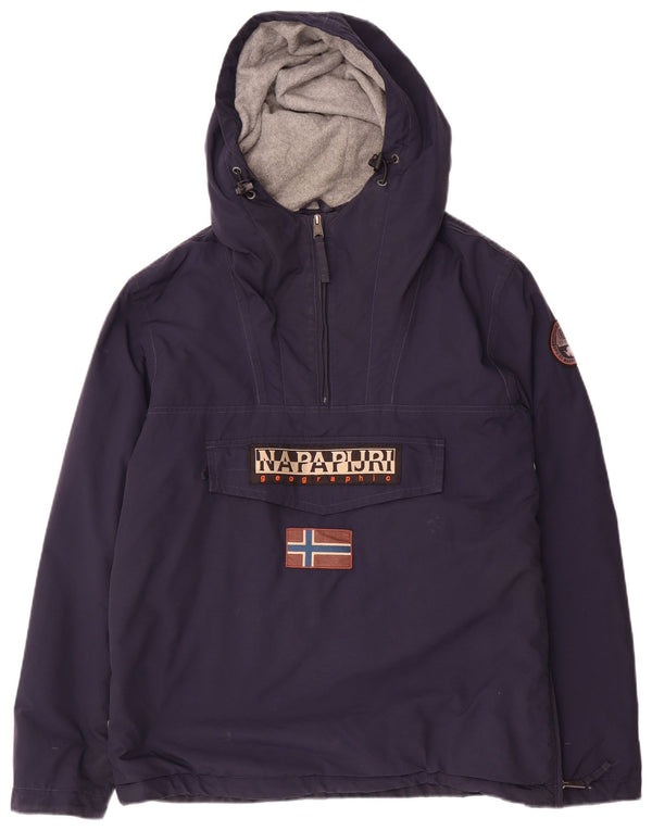 Napapijri Mens Graphic Hooded Anorak Jacket UK 38 Medium Navy Blue
