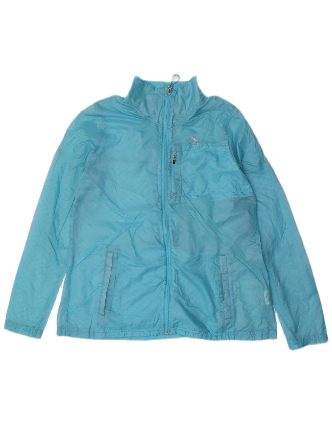 PUMA Womens Rain Jacket UK 12 Medium  Blue Nylon