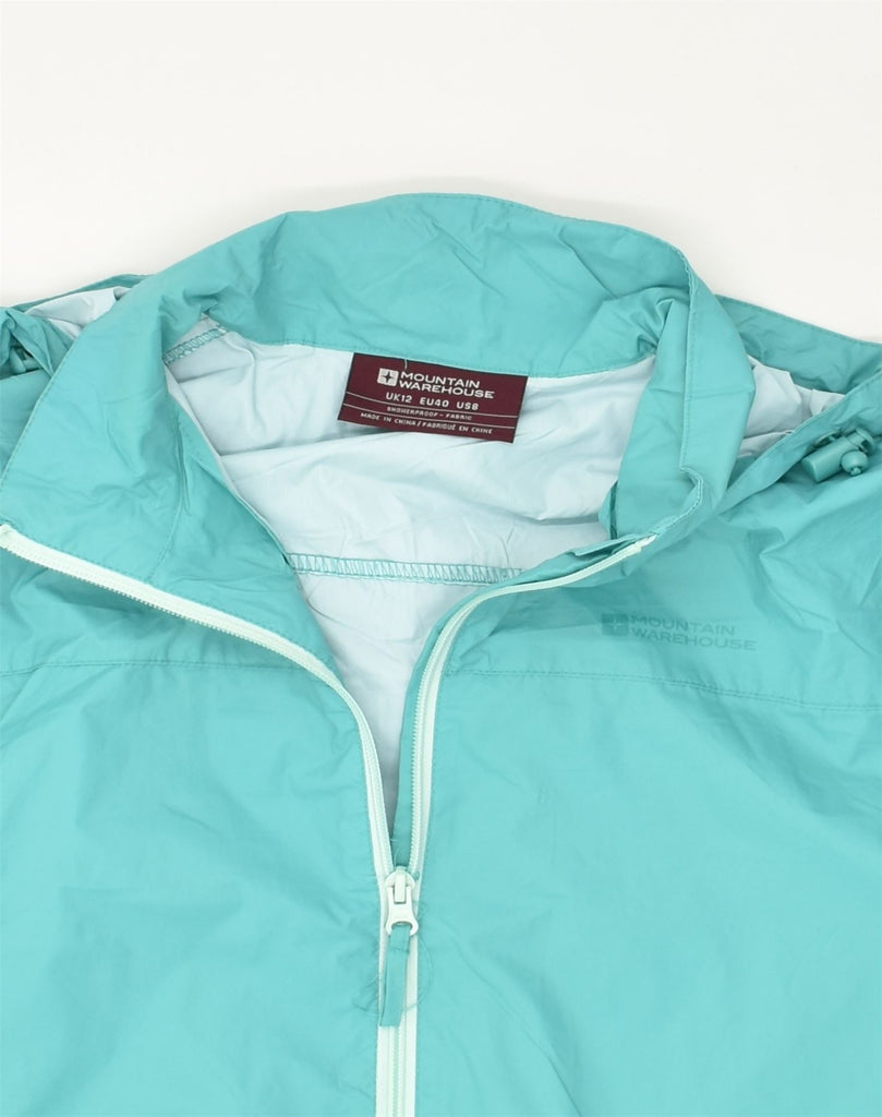 MOUNTAIN WAREHOUSE Womens Hooded Rain Jacket UK 12 Medium Blue Nylon | Vintage Mountain Warehouse | Thrift | Second-Hand Mountain Warehouse | Used Clothing | Messina Hembry 