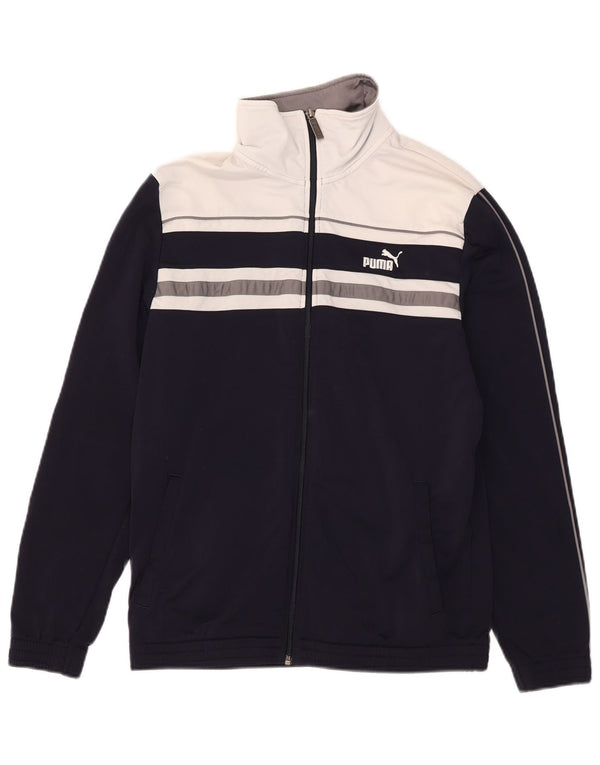 Puma Mens Tracksuit Top Jacket Medium Navy Blue Colourblock Polyester