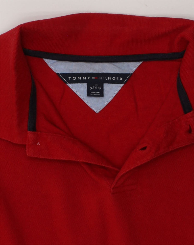 TOMMY HILFIGER Boys Polo Shirt 15-16 Years Large  Red Cotton | Vintage Tommy Hilfiger | Thrift | Second-Hand Tommy Hilfiger | Used Clothing | Messina Hembry 