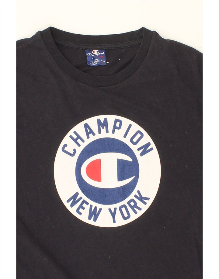 CHAMPION Mens Graphic T-Shirt Top Large Navy Blue Vintage Champion and Second-Hand Champion from Messina Hembry 