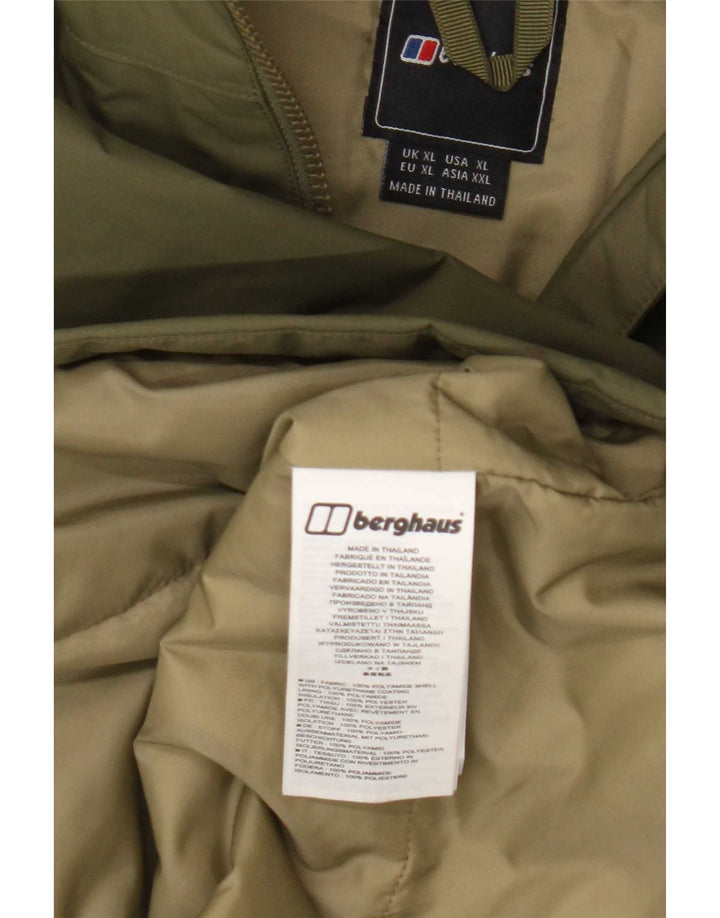 Berghaus Mens Hooded Rain Jacket UK 42 XL Khaki Polyamide