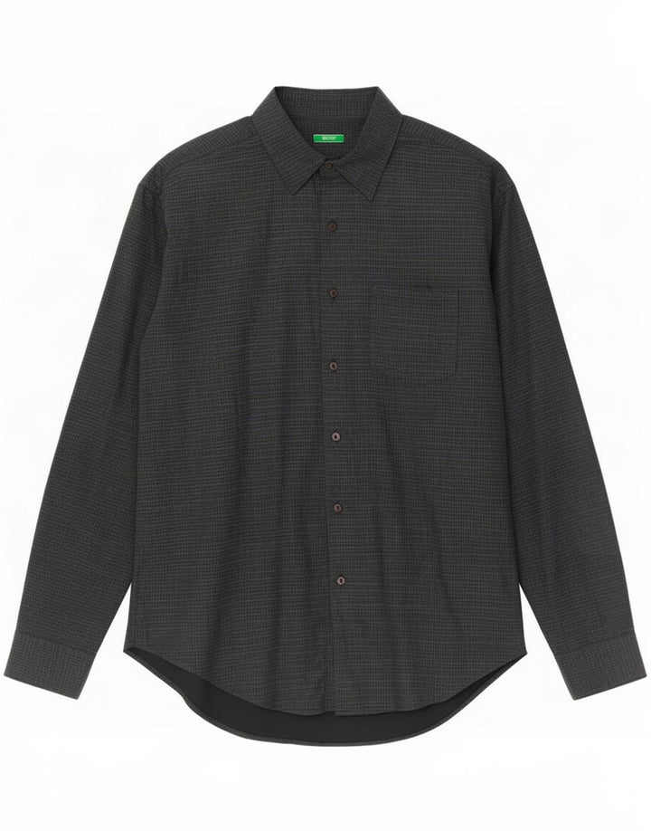 Benetton Mens Shirt XL Navy Blue Gingham