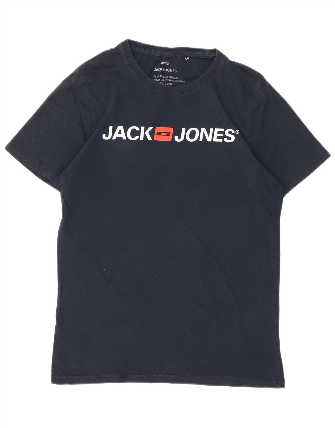 Jack & Jones Mens Graphic T-Shirt Top Small Navy Blue Cotton