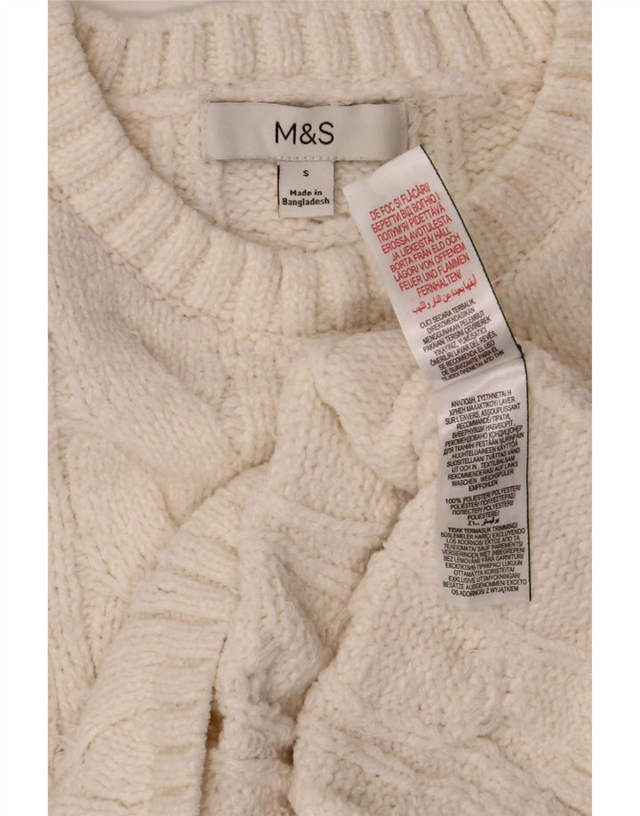 Marks & Spencer Womens Crop Boat Neck Jumper Sweater UK 10 Small White