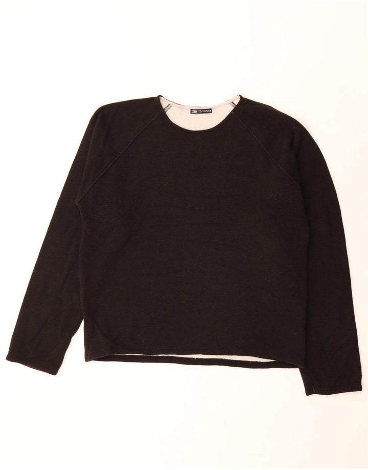 ZARA Womens Oversized Sweatshirt Jumper UK 14 Medium Black Polyester