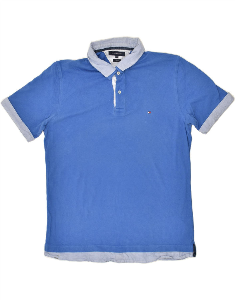 TOMMY HILFIGER Mens Slim Fit Polo Shirt 2XL Blue Cotton | Vintage Tommy Hilfiger | Thrift | Second-Hand Tommy Hilfiger | Used Clothing | Messina Hembry 