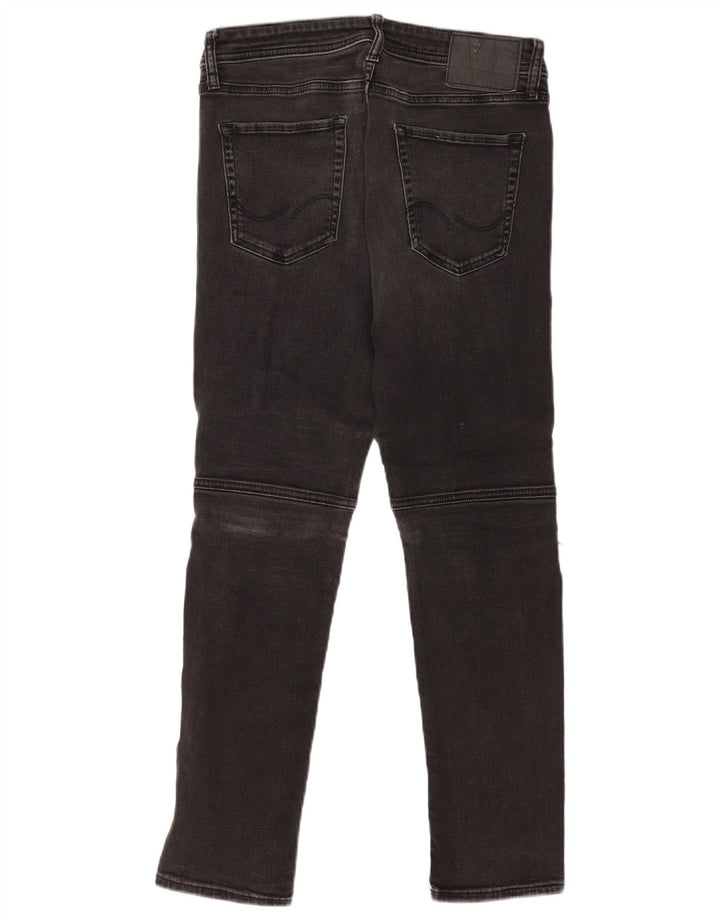 Jack & Jones Mens GLENN Distressed Slim Jeans W30 L30 Black Cotton