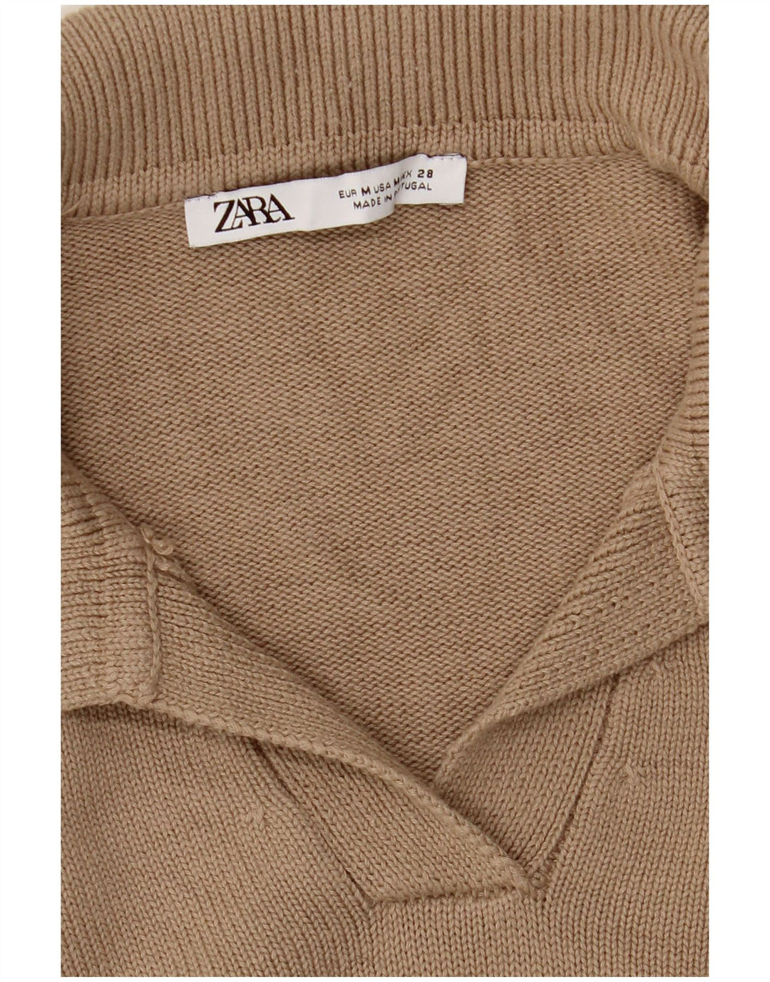 Zara Womens Polo Neck Jumper Sweater UK 14 Medium Beige