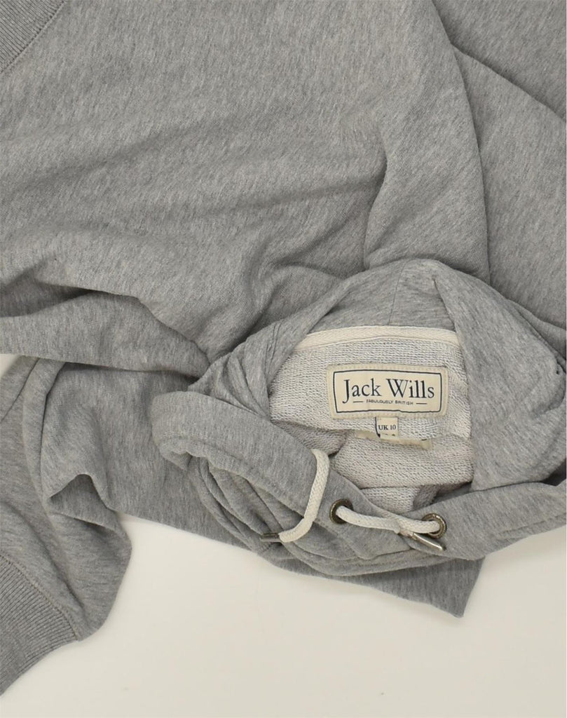 JACK WILLS Womens Graphic Hoodie Jumper UK  10 Small Grey Cotton | Vintage Jack Wills | Thrift | Second-Hand Jack Wills | Used Clothing | Messina Hembry 