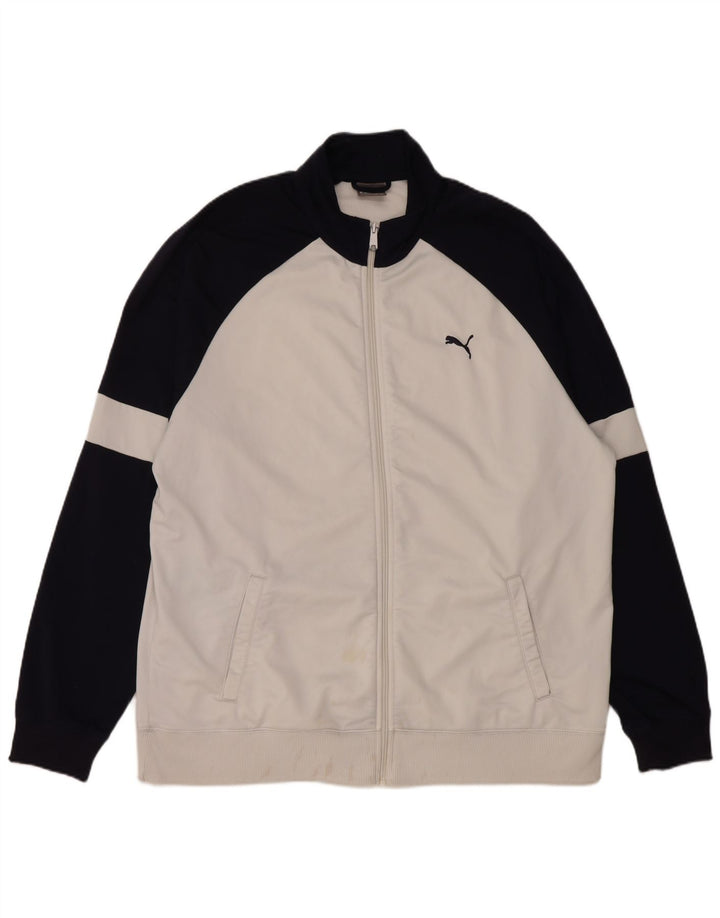 PUMA Mens Tracksuit Top Jacket 2XL Navy Blue Colourblock Polyester