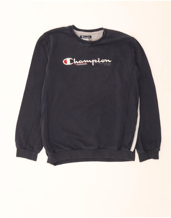 Champion Boys Graphic Sweatshirt Jumper 13-14 Years XL Navy Blue Cotton