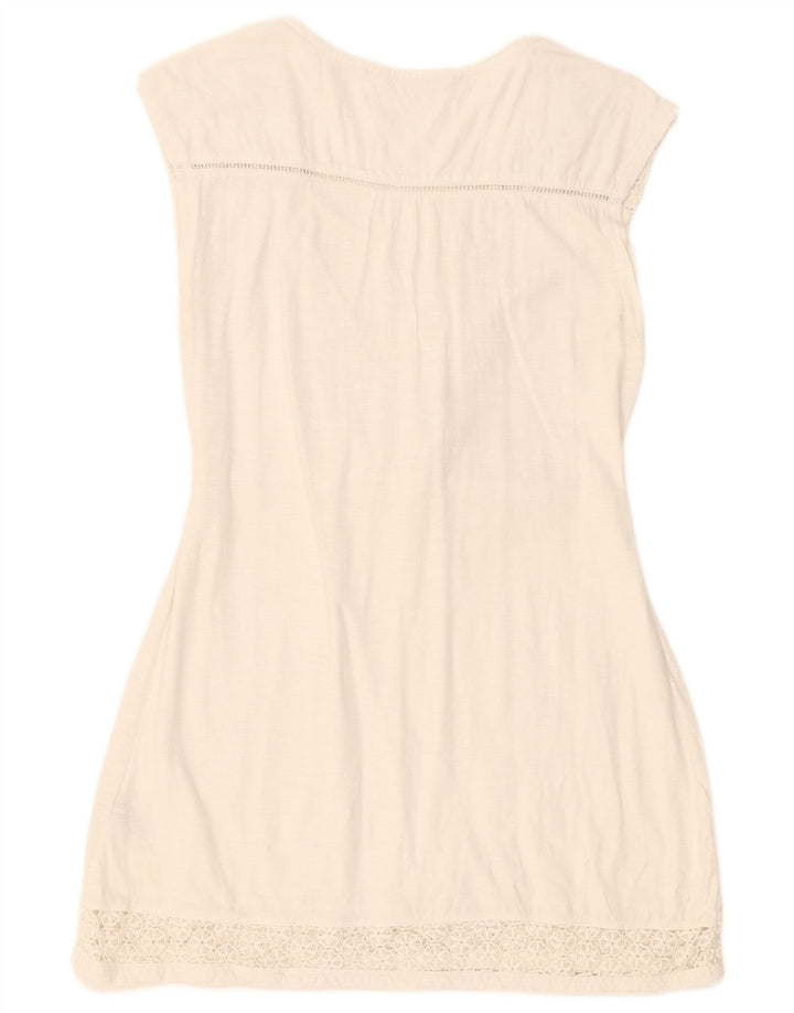 Fat Face Womens Sleeveless A-Line Dress UK 12 Medium White Cotton