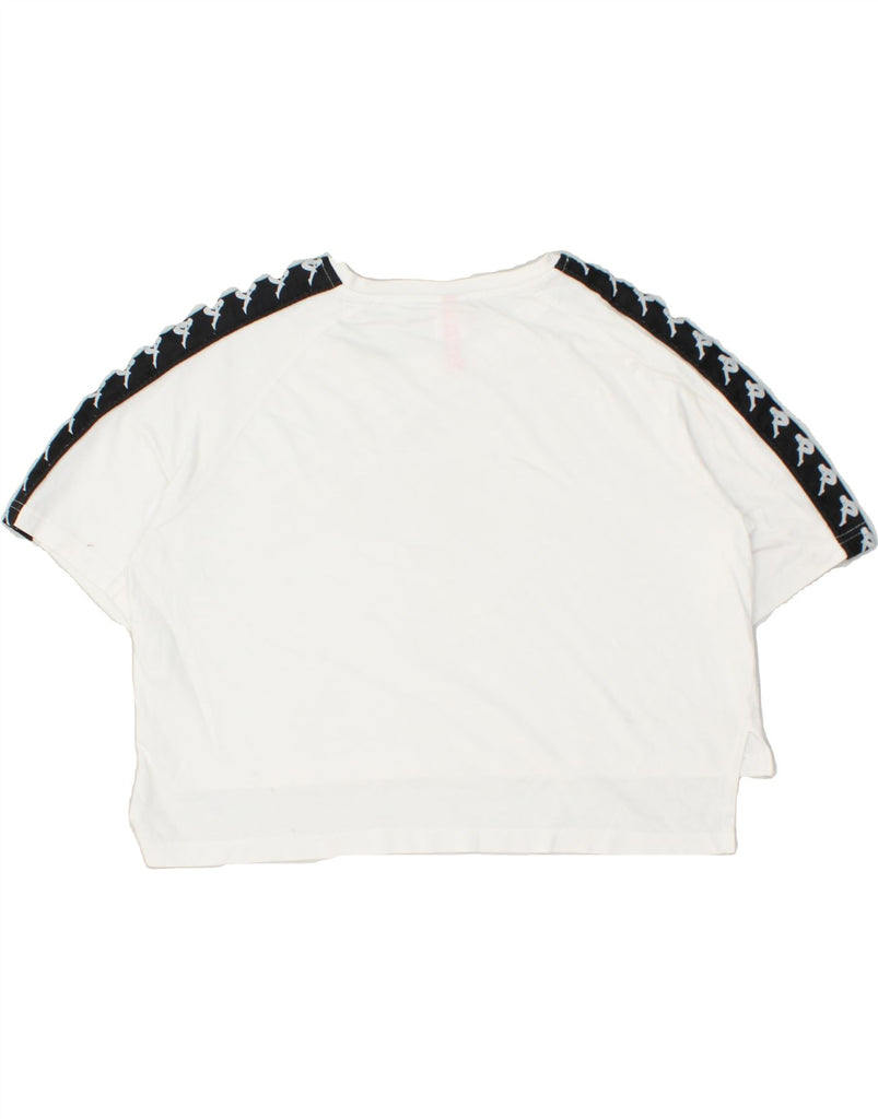 KAPPA Womens Crop Graphic T-Shirt Top UK 10 Small White Colourblock Cotton | Vintage Kappa | Thrift | Second-Hand Kappa | Used Clothing | Messina Hembry 