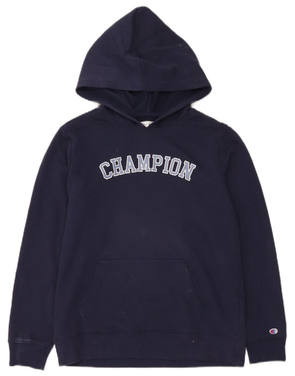 Champion Boys Graphic Hoodie Jumper 11-12 Years Large  Navy Blue Cotton