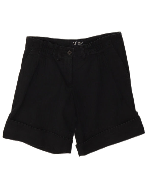 Armani Womens Chino Shorts EU 40 Medium W27 Black Pinstripe Cotton