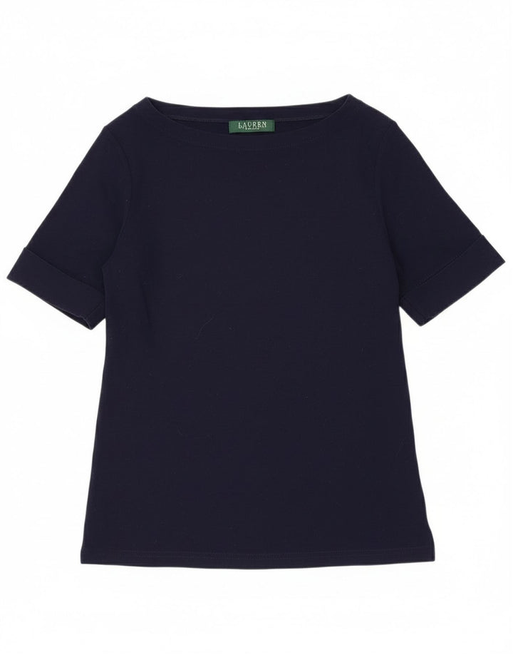 Ralph Lauren Womens Blouse Top UK 10 Small Navy Blue