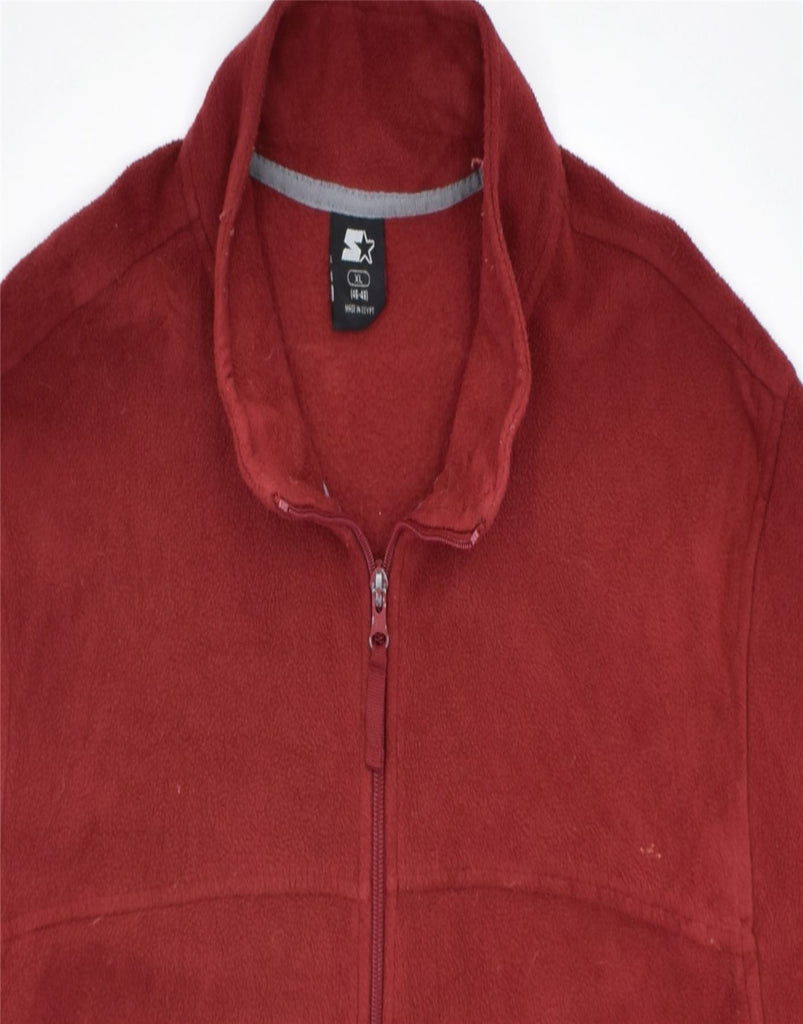 STARTER Mens Fleece Jacket UK 42 XL Burgundy Polyester | Vintage | Thrift | Second-Hand | Used Clothing | Messina Hembry 